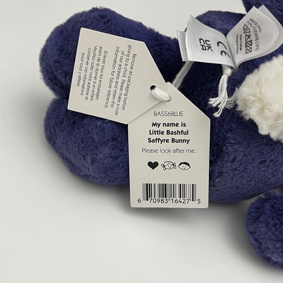 BNWT RARE Jellycat LITTLE BASHFUL SAFFYRE BUNNY Small Plush Blue Holiday rabbit - Picture 5 of 5